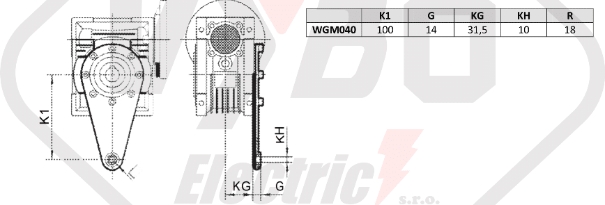 výstupné hriadele elektroprevodovka WGMX040