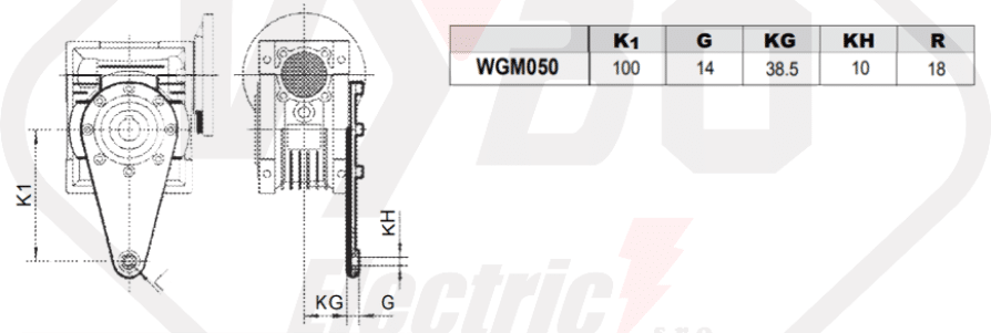 výstupné hriadele elektroprevodovka WGMX050
