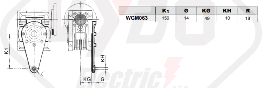výstupné hriadele elektroprevodovka WGMX063