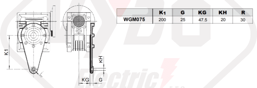 výstupné hriadele elektroprevodovka WGMX075